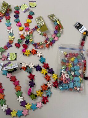 Reconstituted 1lb Stone Bead Lot-butterfly,Skull, Starfish, Elephant Turtle New